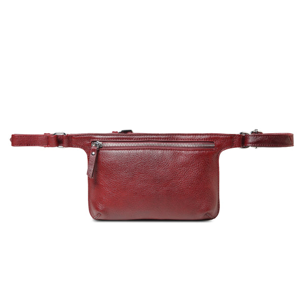Red leather belt bag hotsell