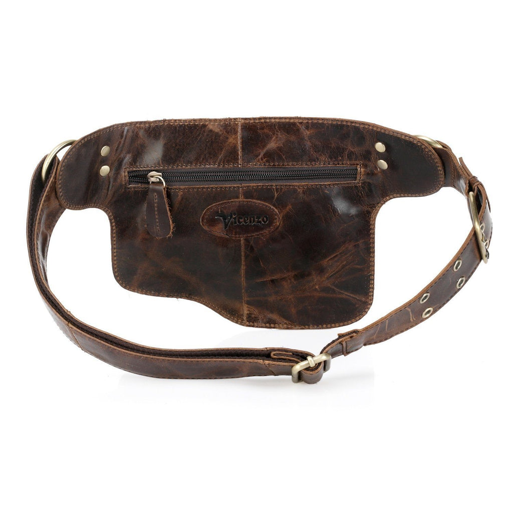 Adonis X Leather Waist Purse Fanny Pack Hip Bag CHOCO Vicenzo Leather