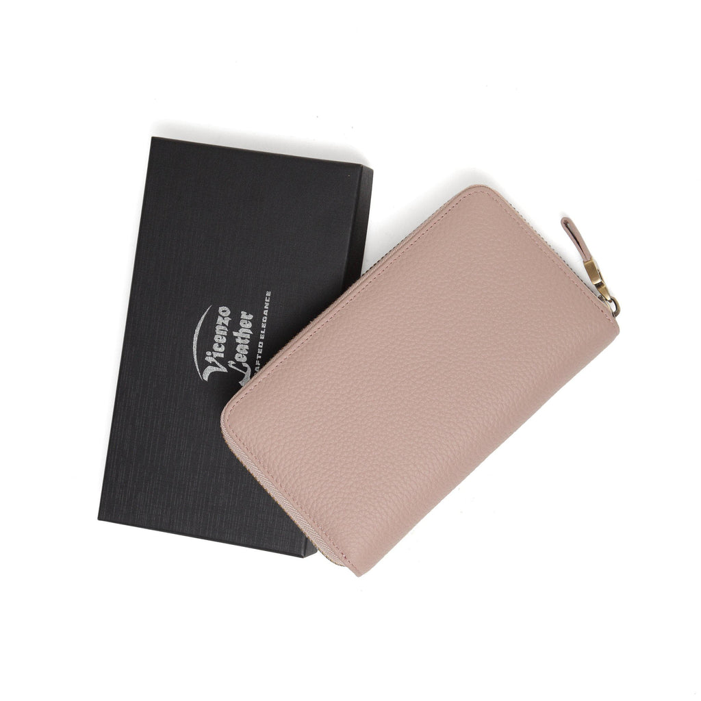 Seattle Distressed Leather Compact Wallet - PalePink– Vicenzo Leather