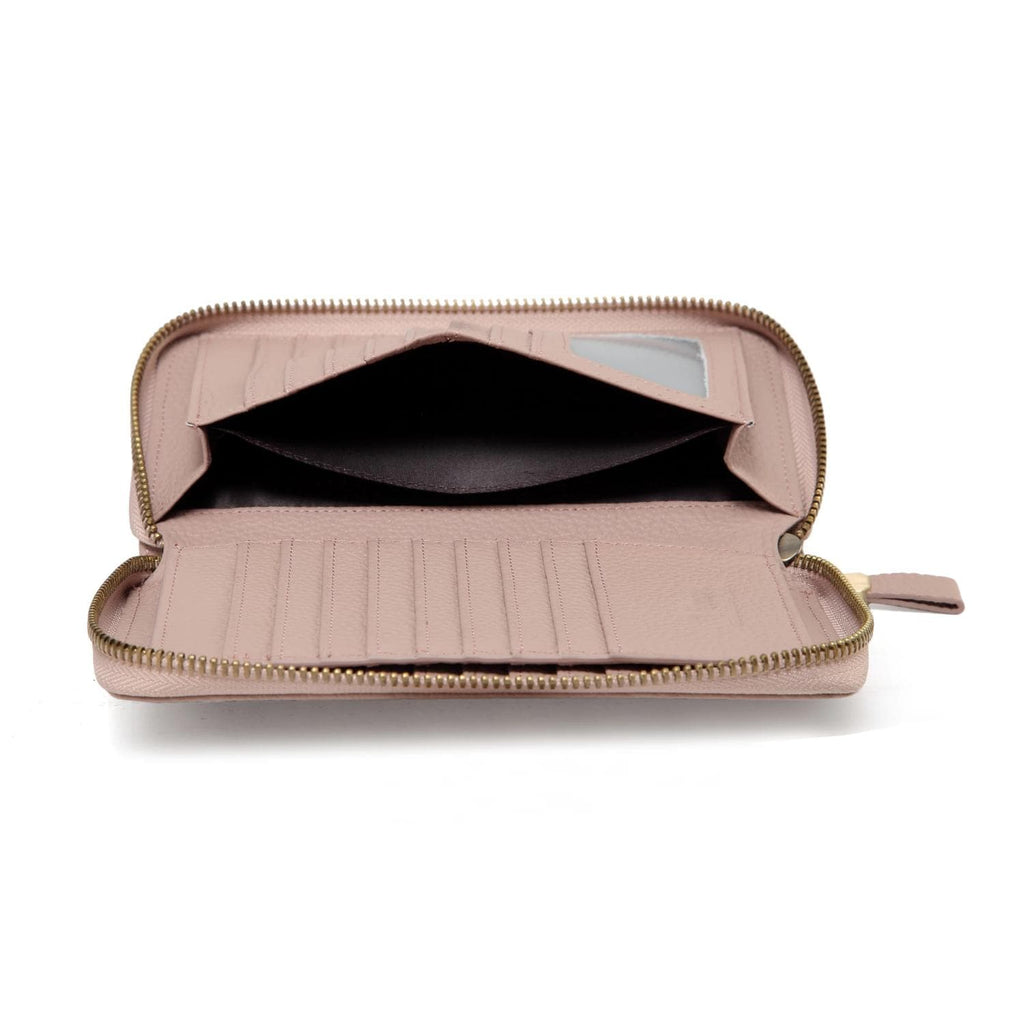 Seattle Distressed Leather Compact Wallet - PalePink– Vicenzo Leather