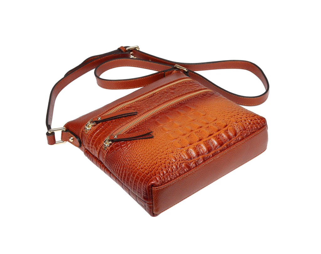Tara Croc Embossed Leather Crossbody Bag crossbody bag - Vicenzo Leather - Designer