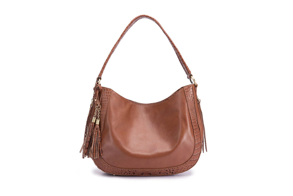 Cadence Snake Print Leather Bag-Brown Handbags - Vicenzo Leather - Designer