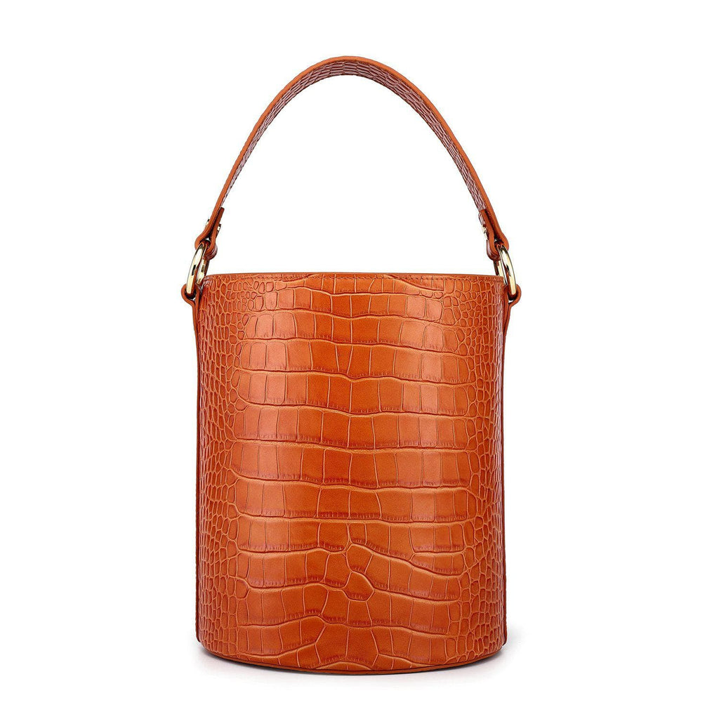 Olympia Croc Embossed Leather Cylinder Handbag– Vicenzo Leather