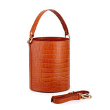 Olympia Croc Embossed Leather Cylinder Handbag Handbags - Vicenzo Leather - Designer