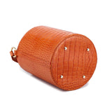 Olympia Croc Embossed Leather Cylinder Handbag Handbags - Vicenzo Leather - Designer