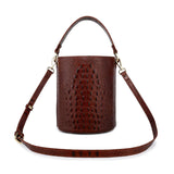 Olympia Croc Embossed Leather Cylinder Handbag Handbags - Vicenzo Leather - Designer