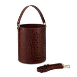 Olympia Croc Embossed Leather Cylinder Handbag Handbags - Vicenzo Leather - Designer
