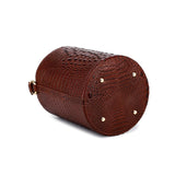 Olympia Croc Embossed Leather Cylinder Handbag Handbags - Vicenzo Leather - Designer