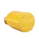 Olympia Croc Embossed Leather Cylinder Handbag Handbags - Vicenzo Leather - Designer