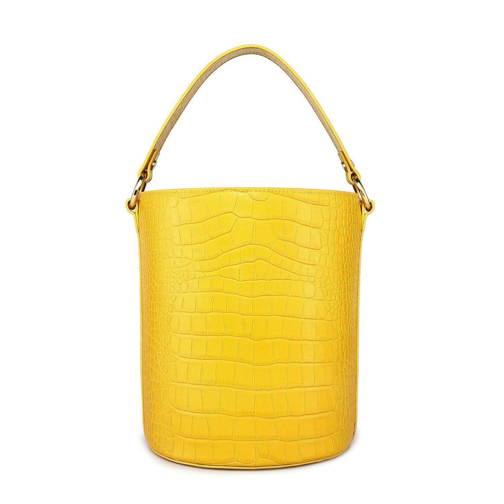 Olympia Croc Embossed Leather Cylinder Handbag Handbags - Vicenzo Leather - Designer