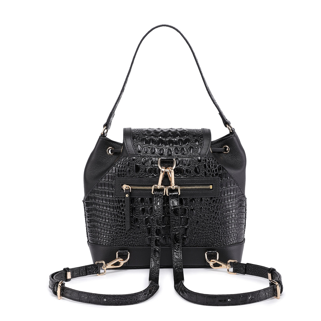 crocodile embossed leather satchel