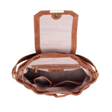 Morimi Croc-Embossed Leather  Handbag Bucket/Backpack Choco
