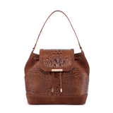 Morimi Croc-Embossed Leather  Handbag Bucket/Backpack Choco