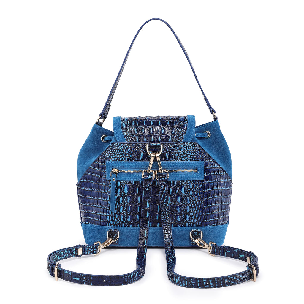 Blue Croc Embossed Leather Handbags