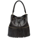Zurie Leather Fringe Bucket Bag Handbags - Vicenzo Leather - Designer