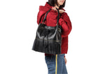 Zurie Leather Fringe Bucket Bag Handbags - Vicenzo Leather - Designer