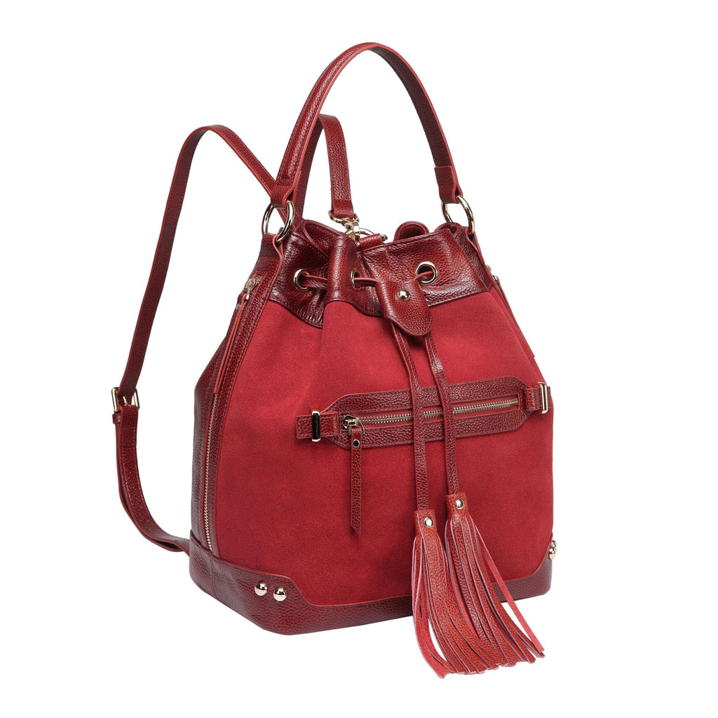 Sonia Suede Leather Bucket bag/ Backpack– Vicenzo Leather