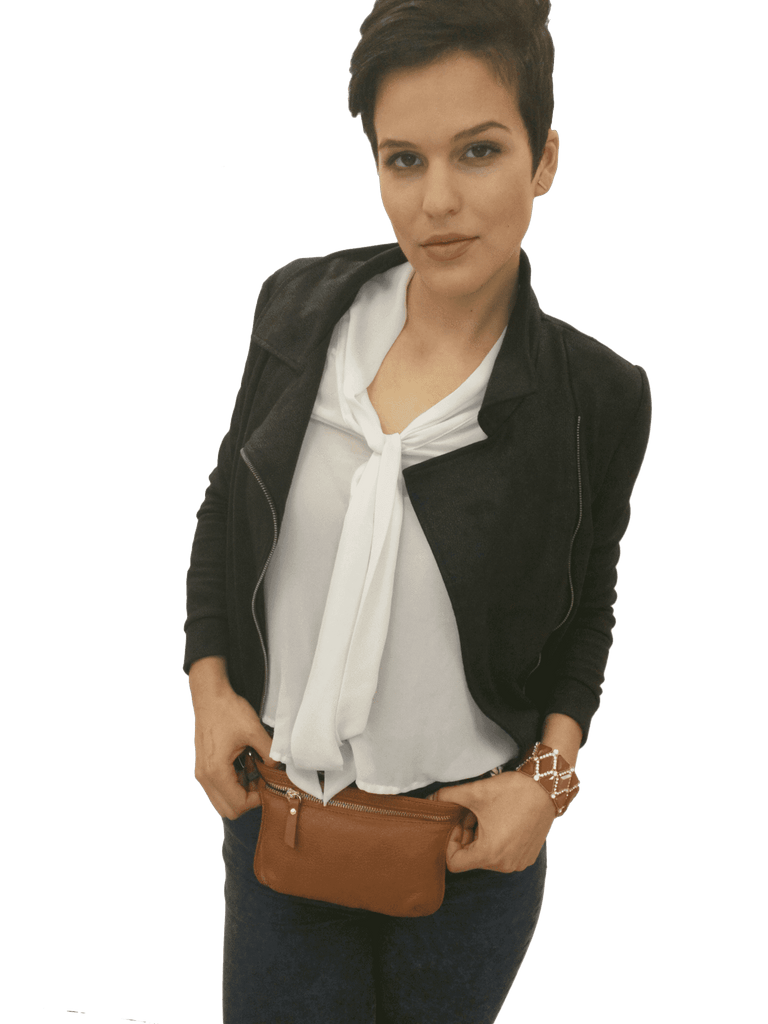 Arlette Leather Waist Bag / Belt Bag - Brown waist pack - Vicenzo Leather - Designer