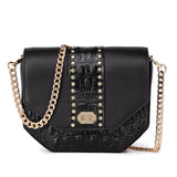 Paris Croc-Embossed Leather Waistbag/Handbag/Clutch Black