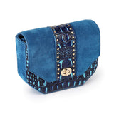 Paris Croc-Embossed Leather Waistbag/Handbag/Clutch BLUE