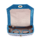 Paris Croc-Embossed Leather Waistbag/Handbag/Clutch BLUE
