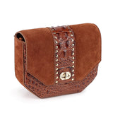 Paris Croc-Embossed Leather Waistbag/Handbag/Clutch CHOCO