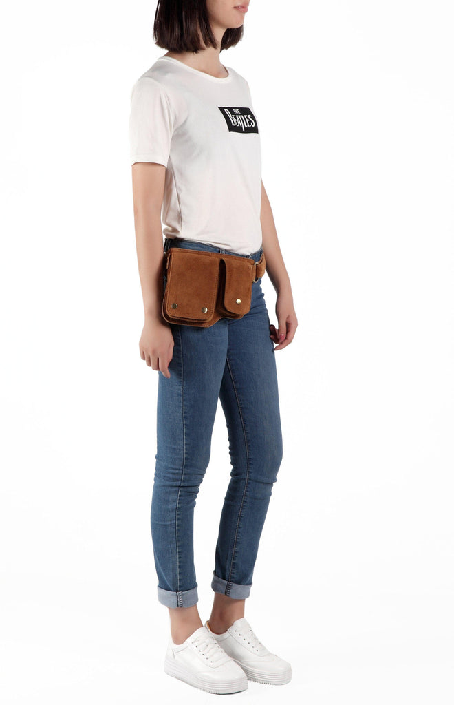 Floretta Suede Leather Waist Bag waist pack - Vicenzo Leather - Designer
