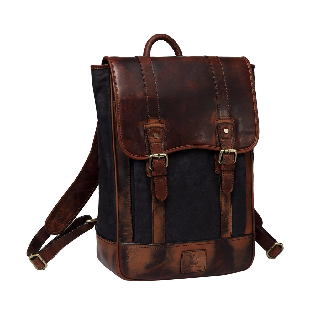 Gianna Waxed Canvas Leather Backpack Tech Accessories - Vicenzo Leather - Designer