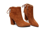 Gale Plush Leather Ankle Bootie Women Shoes - Vicenzo Leather - Designer