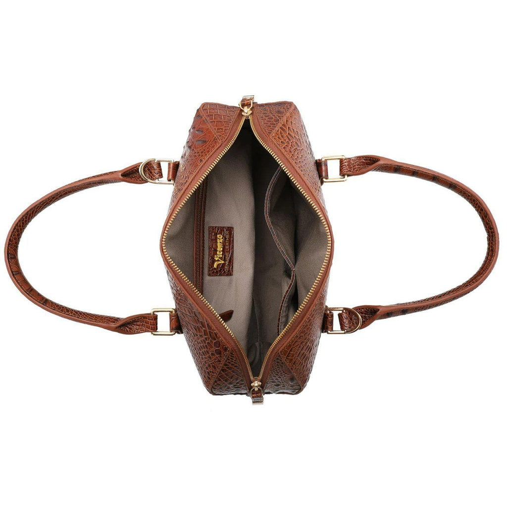 Grace Croc Embossed Leather Handbag Handbags - Vicenzo Leather - Designer