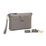 Lena  Leather Crossbody Bag - Grey crossbody bag - Vicenzo Leather - Designer