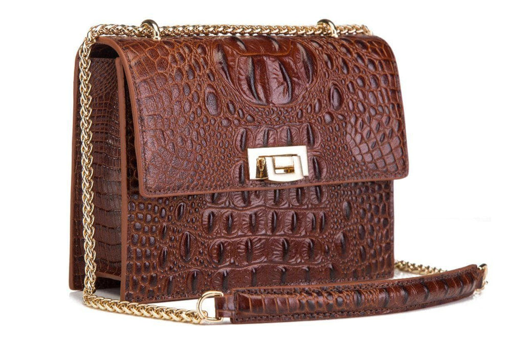 Tauren Croc Embossed Leather Crossbody Bag crossbody bag - Vicenzo Leather - Designer