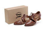 Olga Oxford Chunky Heel Leather Women Shoes Women Shoes - Vicenzo Leather - Designer