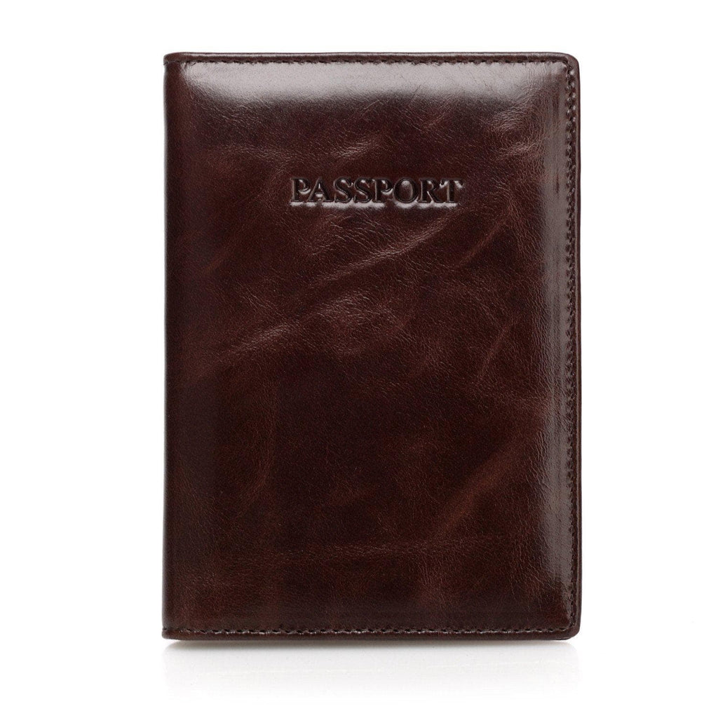 Venice Distressed Leather Passport Wallet Holder - Brown - Monogram Passport Wallets - Vicenzo Leather - Designer