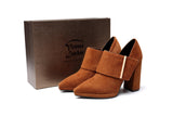 Tonia Suede Leather Bootie Women Shoes - Vicenzo Leather - Designer