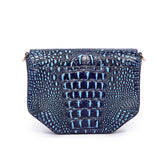 Alessia Croc Embossed Leather Handbag/ Crossbody bag: Blue