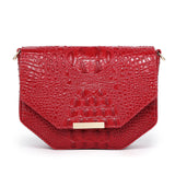 Faye Embossed Leather Handbag/ Crossbody bag: Red