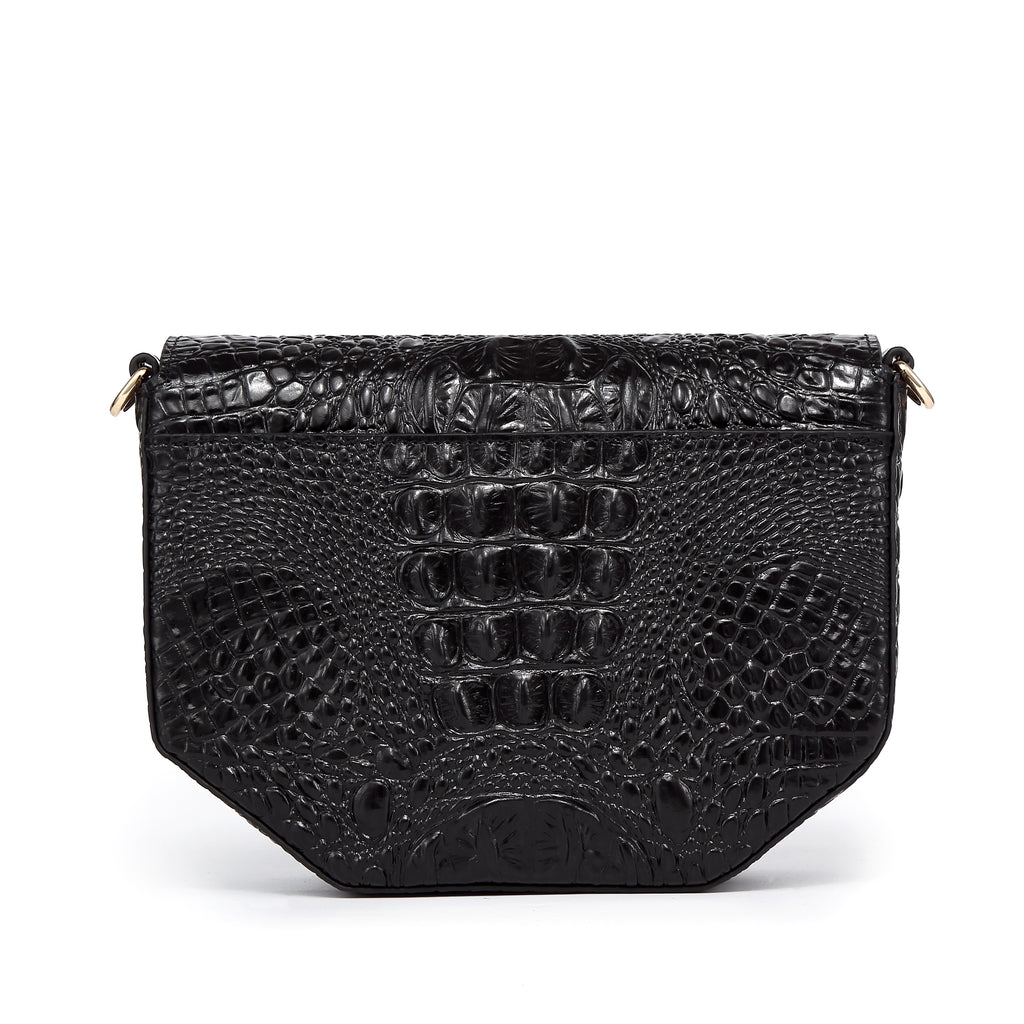 Faye Embossed Leather Handbag/ Crossbody bag: Black