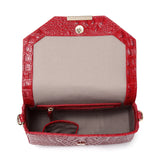 Faye Embossed Leather Handbag/ Crossbody bag: Red