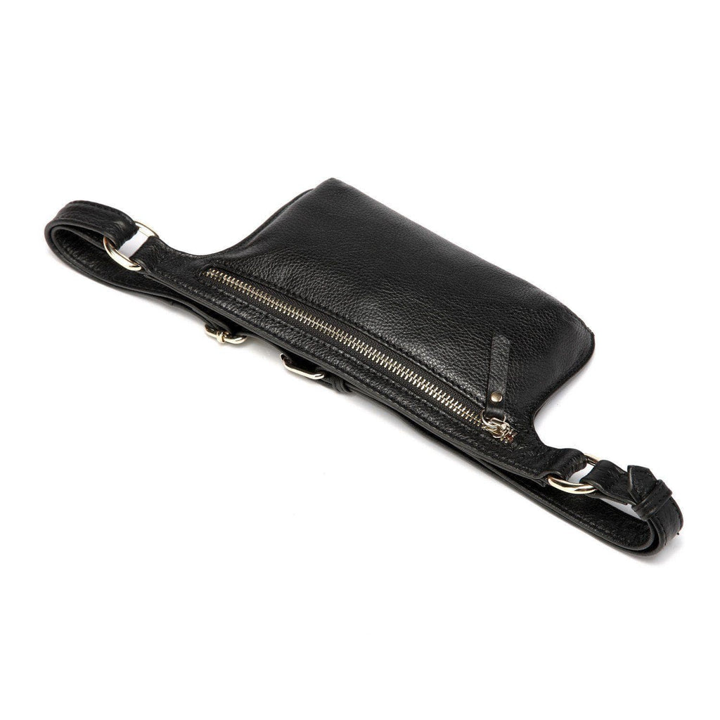 Arlette Leather Waist Bag / Belt Bag - Black waist pack - Vicenzo Leather - Designer