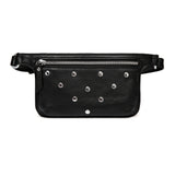 Arlette Studded Leather Waist Bag / Belt Bag - Black waist pack - Vicenzo Leather - Designer