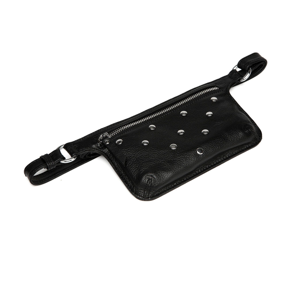 Arlette Studded Leather Waist Bag Belt Bag Black Vicenzo Leather