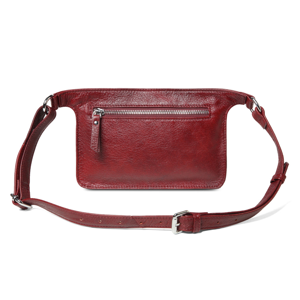 Arlette Leather Waist bag / Belt Bag- RED 2