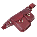 Adonis X  Leather Waist Purse Fanny Pack Hip Bag- VINTAGE RED