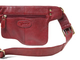 Adonis X  Leather Waist Purse Fanny Pack Hip Bag- VINTAGE RED