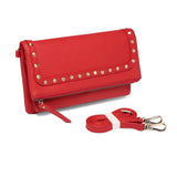 Francesca Leather Foldover Clutch /Crossbody - Red Handbags - Vicenzo Leather - Designer