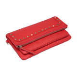 Francesca Leather Foldover Clutch /Crossbody - Red Handbags - Vicenzo Leather - Designer