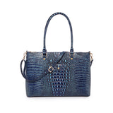 Valencia Croc Embossed Leather Handbag/Laptop Bag: Magenta