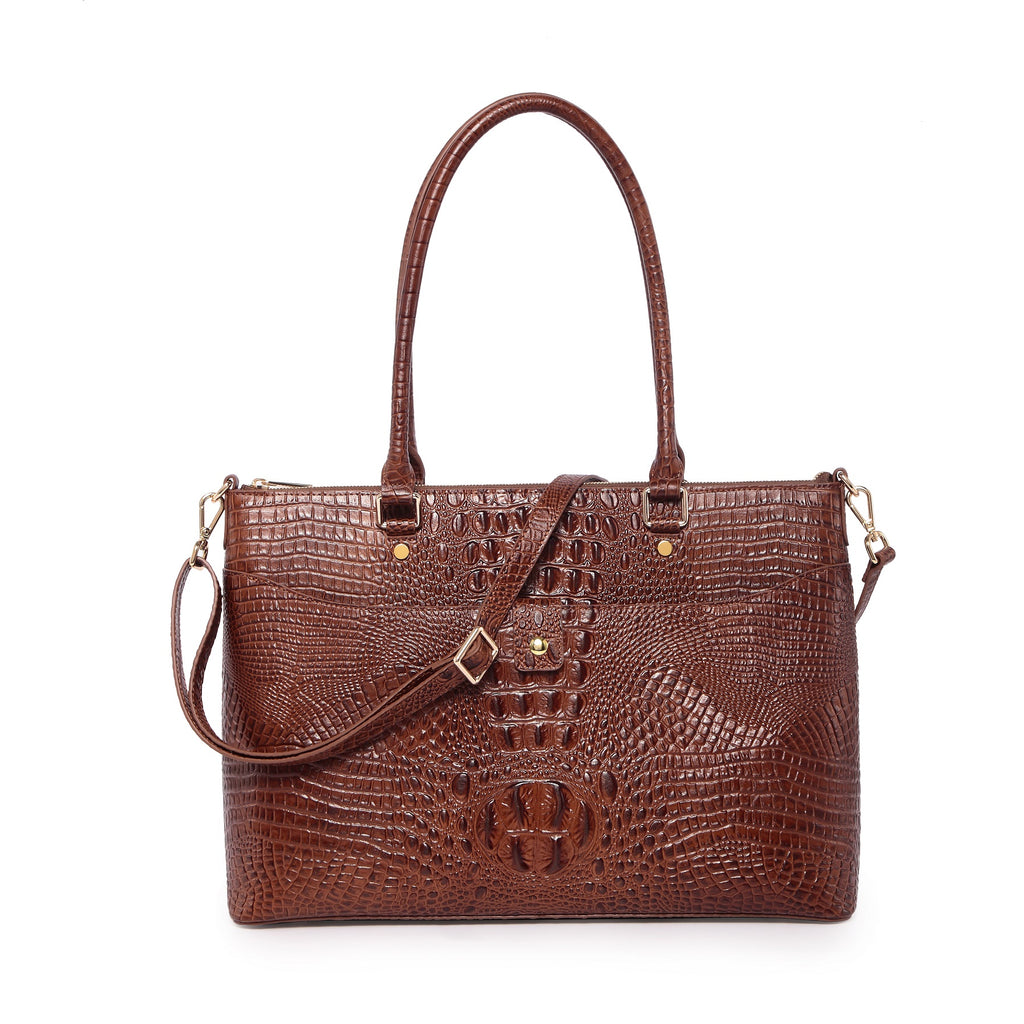 Valencia Leather & Crocodile Top Handle Bag