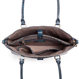 Valencia Croc Embossed Leather Handbag/Laptop Bag: Magenta